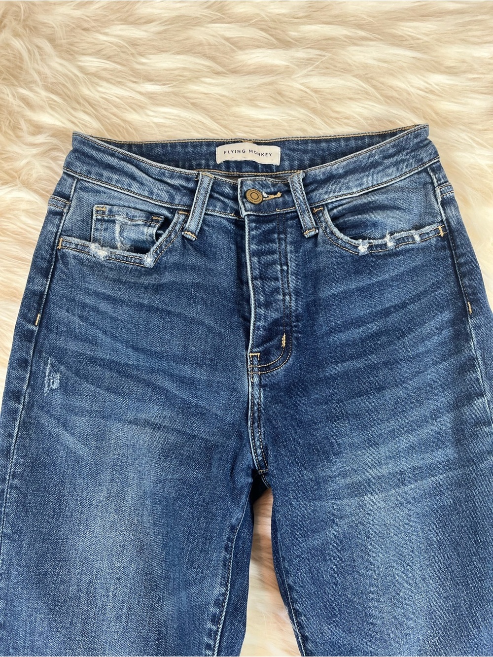 Flying Monkey Jeans Women's 26x25 High Rise Cropped Medium Wash - Picture 2 of 6
